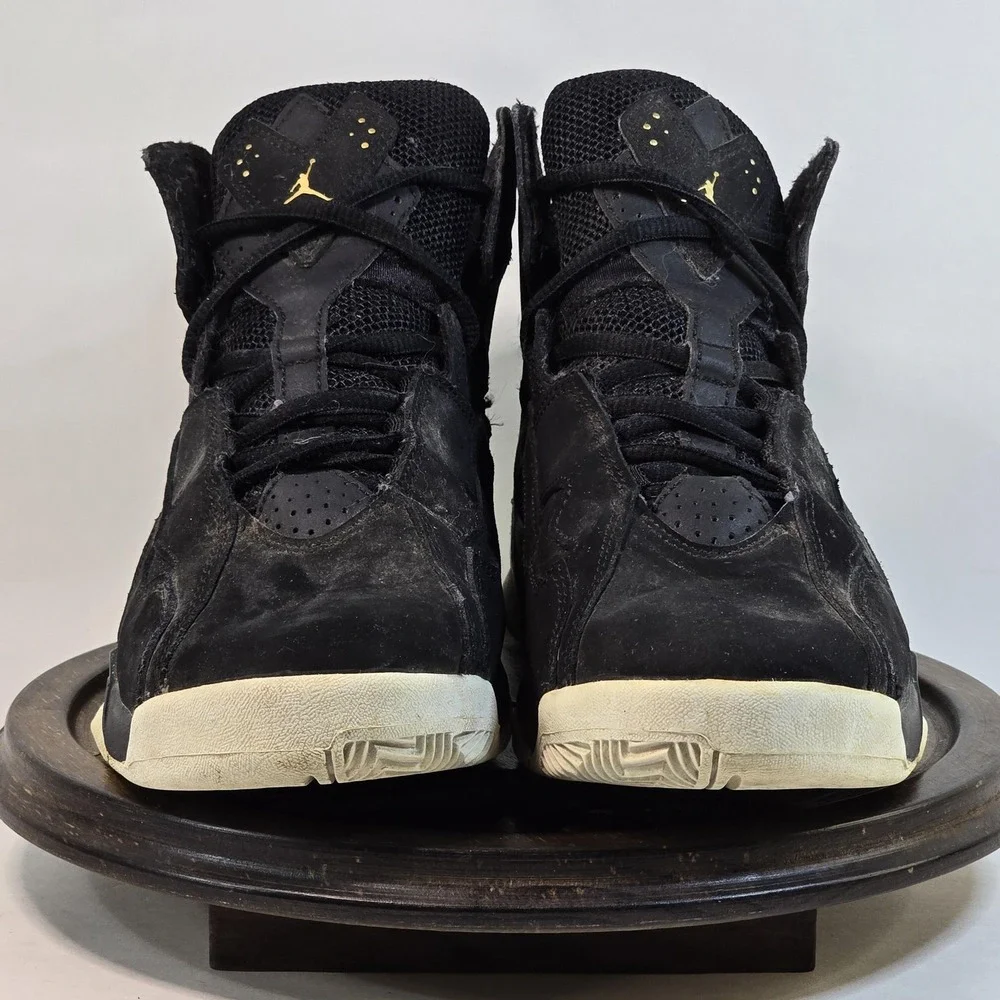Jordan True‎ Flight Shoes Mens Size 7Y Black Gold 343795-026 Basketball Sneakers